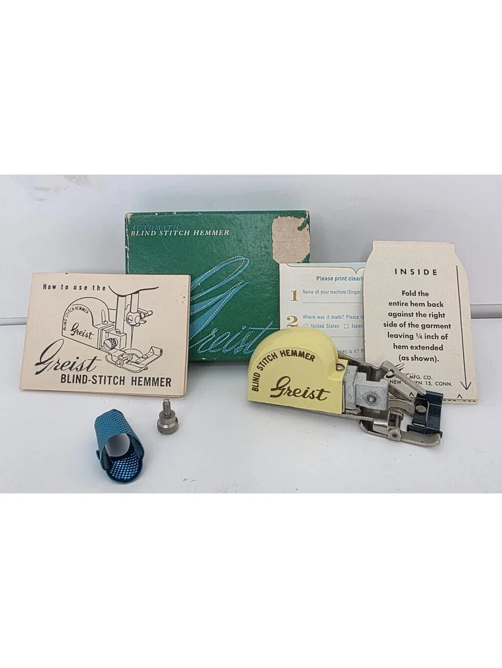 VTG Greist Automatic Blind Stitch Hemmer Sewing Machine Attachine Style